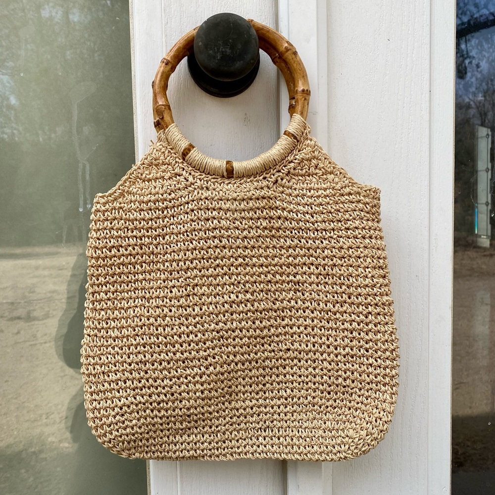 Vintage | Faded Glory Woven Bamboo Handle Bag